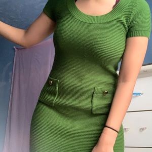 Green knit dress